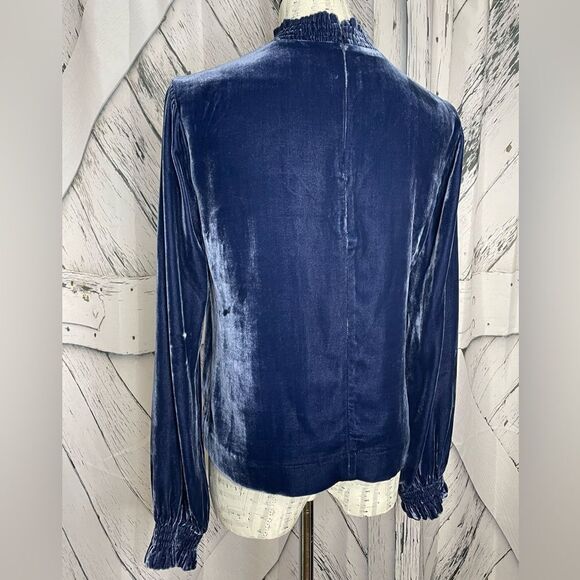 Intermix Velvet Blue Top Choker Neckline M - Picture 5 of 8